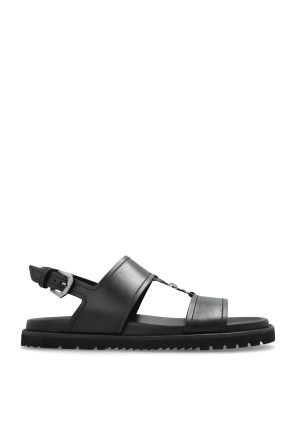 サンダル Moschino SS25 Leather sandals (MB10073G0MGB0 000) Moschino sandals men MB10073G0MGB0000 Black leather logo